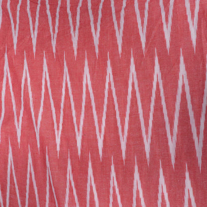Gajree & White Chevron Design Cotton Ikat Fabric for Dress Material | Width: 44"