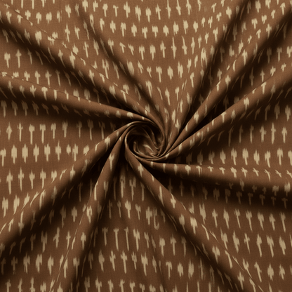 Mustard Small Design Cotton Handloom Ikat Fabric for Dresses | Width: 44"