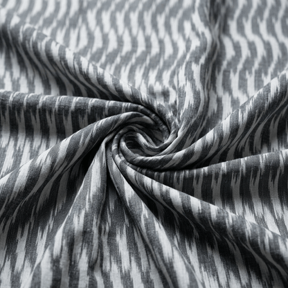 Grey & White Design Handloon Cotton Ikat Fabric Dress Material | Width : 44"