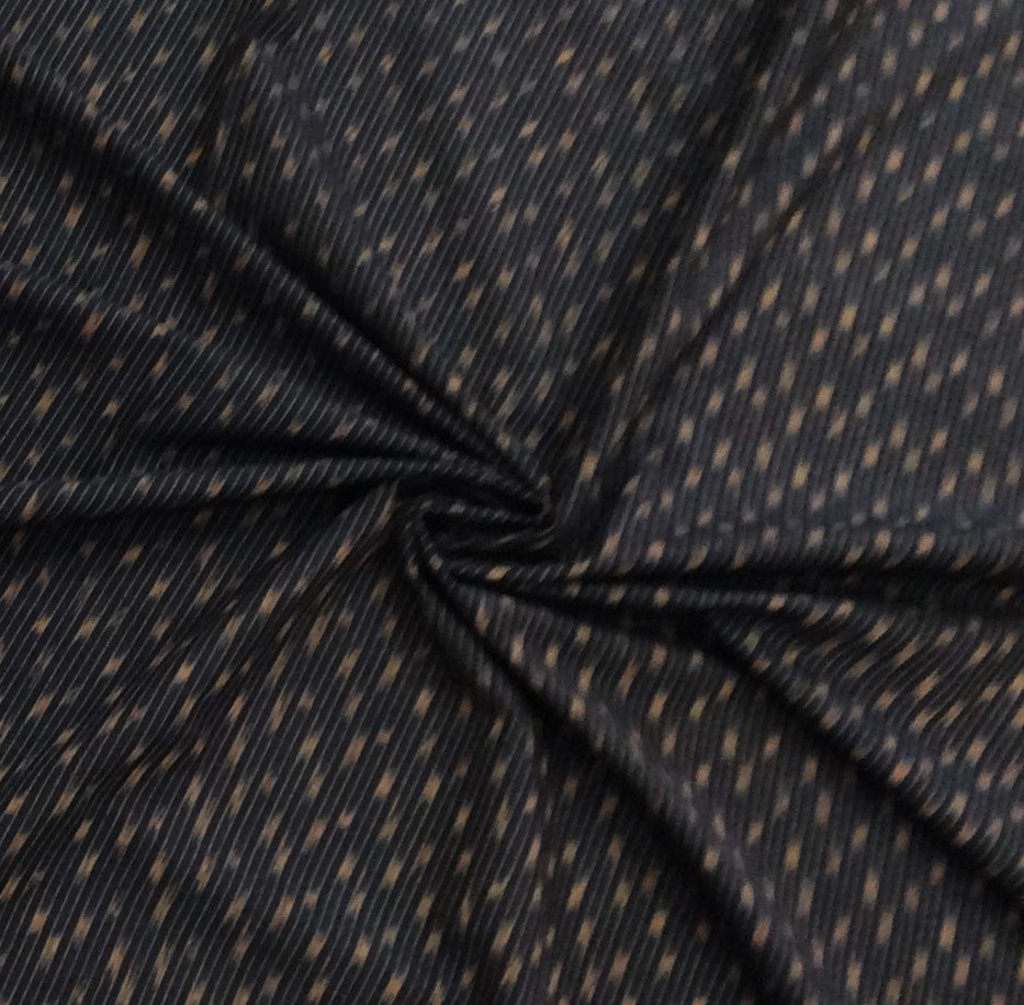 Blue, Yellow Stripe Fine Quality Handloom Cotton Ikat (SKU: IK-103)