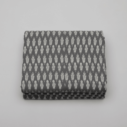 Grey, White Cotton Handloom Ikat Fabric for Dress Material | Width: 44"