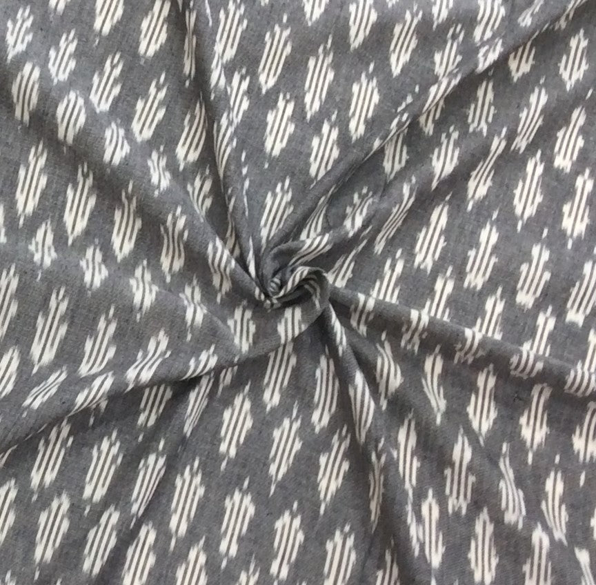 Grey, White Cotton Handloom Ikat (SKU: IK-111)