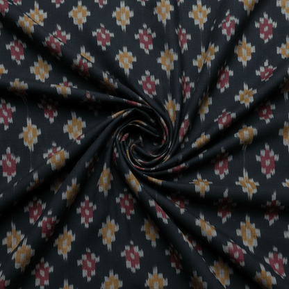Black, Multicolor Cotton Handloom Ikat | SKU: IK-115