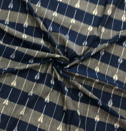 Blue, Grey Fine Cotton Handloom Ikat | SKU: IK-119