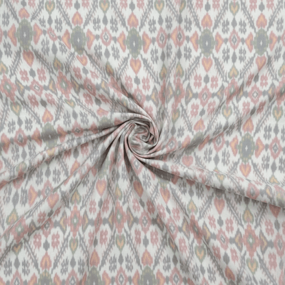 White, Multicolor Handwoven Cotton Silk Ikat | SKU: IK-159