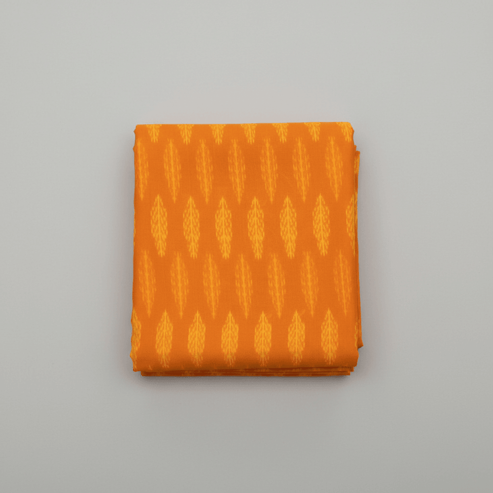 Mustard Handwoven Cotton Silk Ikat Fabric for Dress Material | Width: 44"