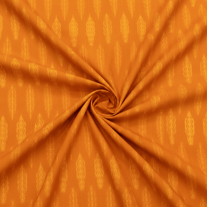Mustard Handwoven Cotton Silk Ikat Fabric for Dress Material | Width: 44"