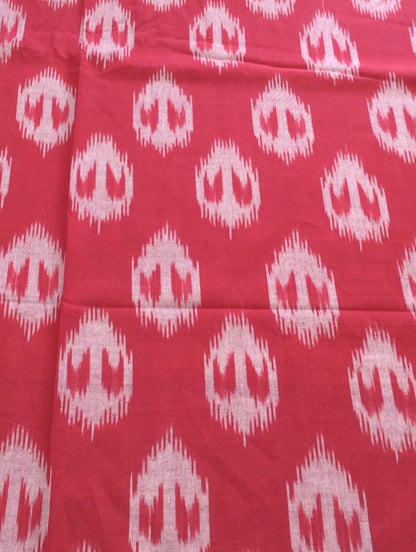 Red Color Fine Quality Cotton Handloom Ikat (SKU: IK-166)