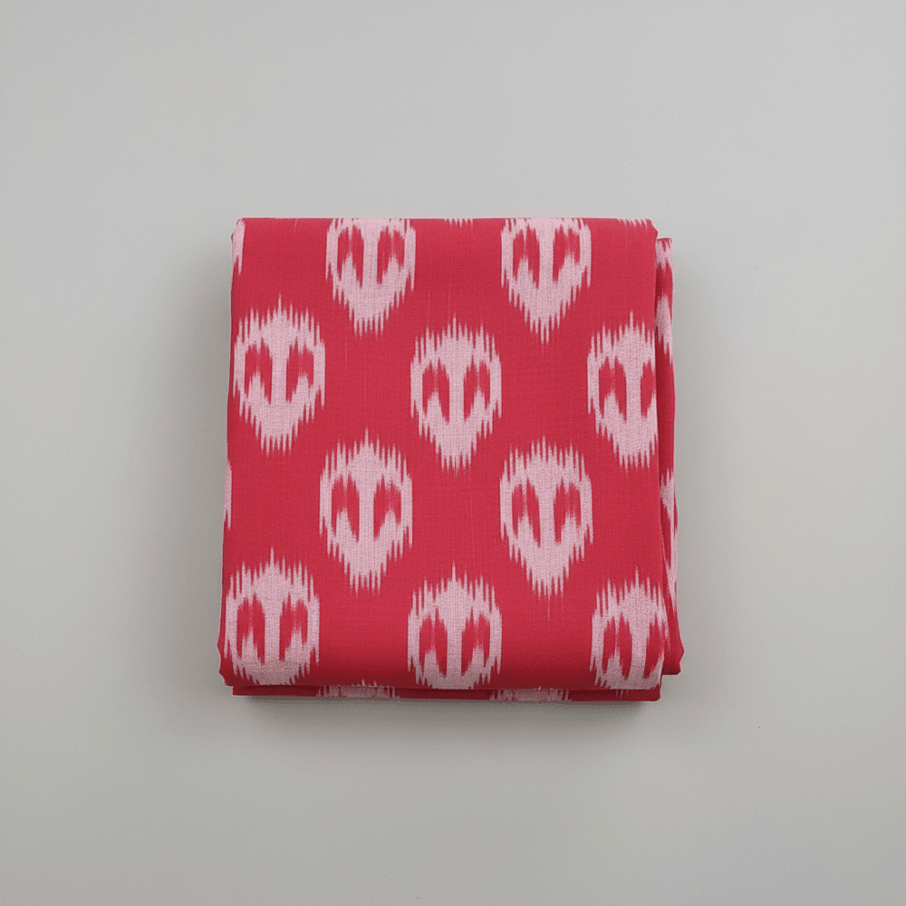 Red Color Fine Quality Cotton Handloom Ikat Fabric for Dress Material | Width: 44"