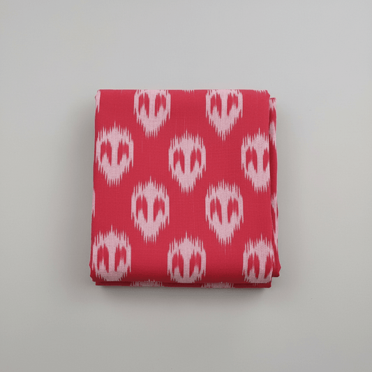 Red Color Fine Quality Cotton Handloom Ikat Fabric for Dress Material | Width: 44"