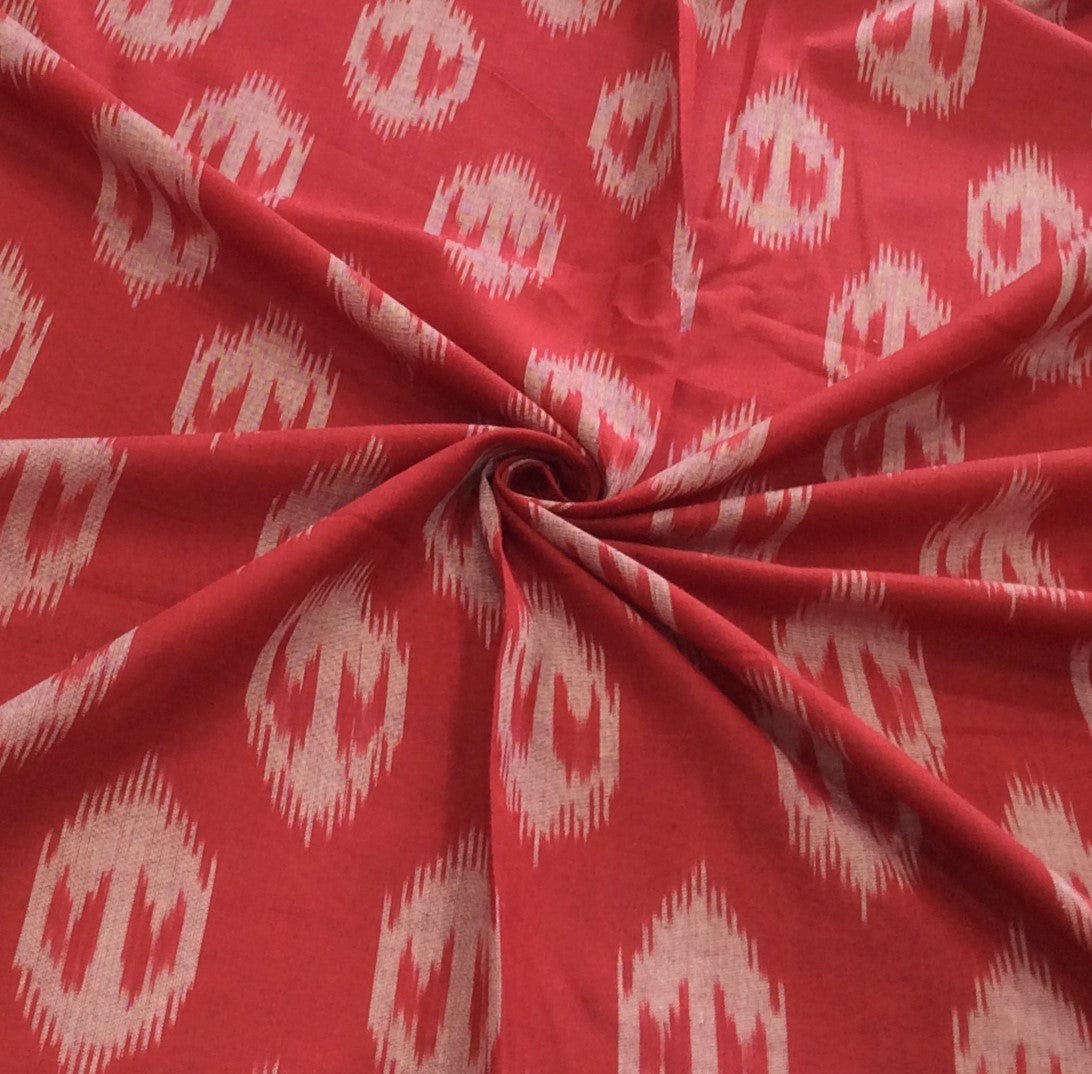 Red Color Fine Quality Cotton Handloom Ikat (SKU: IK-166)