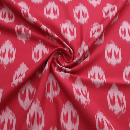 Red Color Fine Quality Cotton Handloom Ikat Fabric for Dress Material | Width: 44"