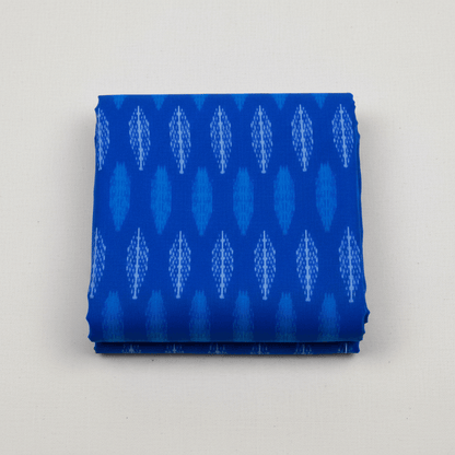 Blue & White Handwoven Cotton Silk Ikat Fabric for Dress Material | Width: 44"