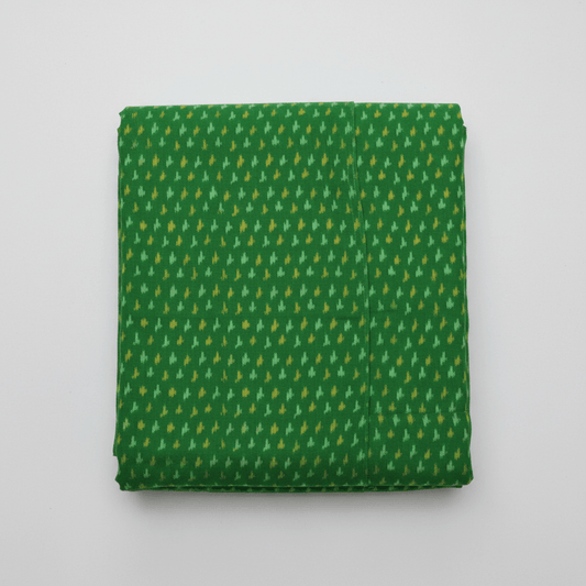 Green Base Handwoven Cotton Silk Ikat | SKU: IK-171