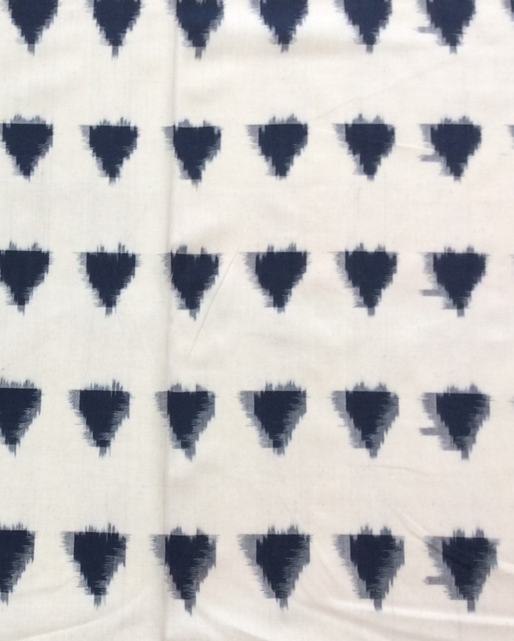 Blue Triangle Cotton Handwoven Double Ikat (Width: 44 inches or 112 cm)