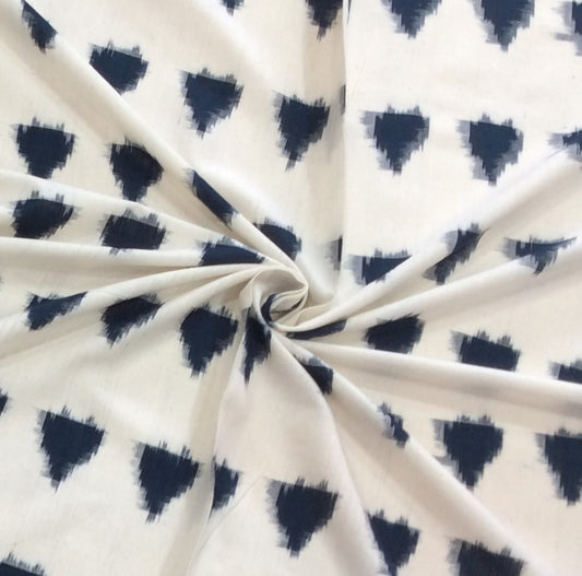 Blue Triangle Cotton Handwoven Double Ikat (Width: 44 inches or 112 cm)