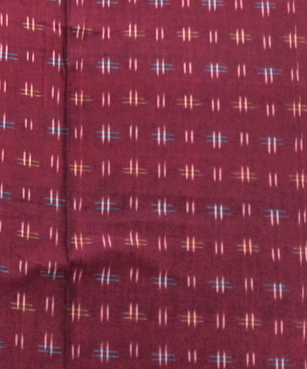 Maroon Base Cotton Handwoven Double Ikat (Width: 44 inches or 112 cm)