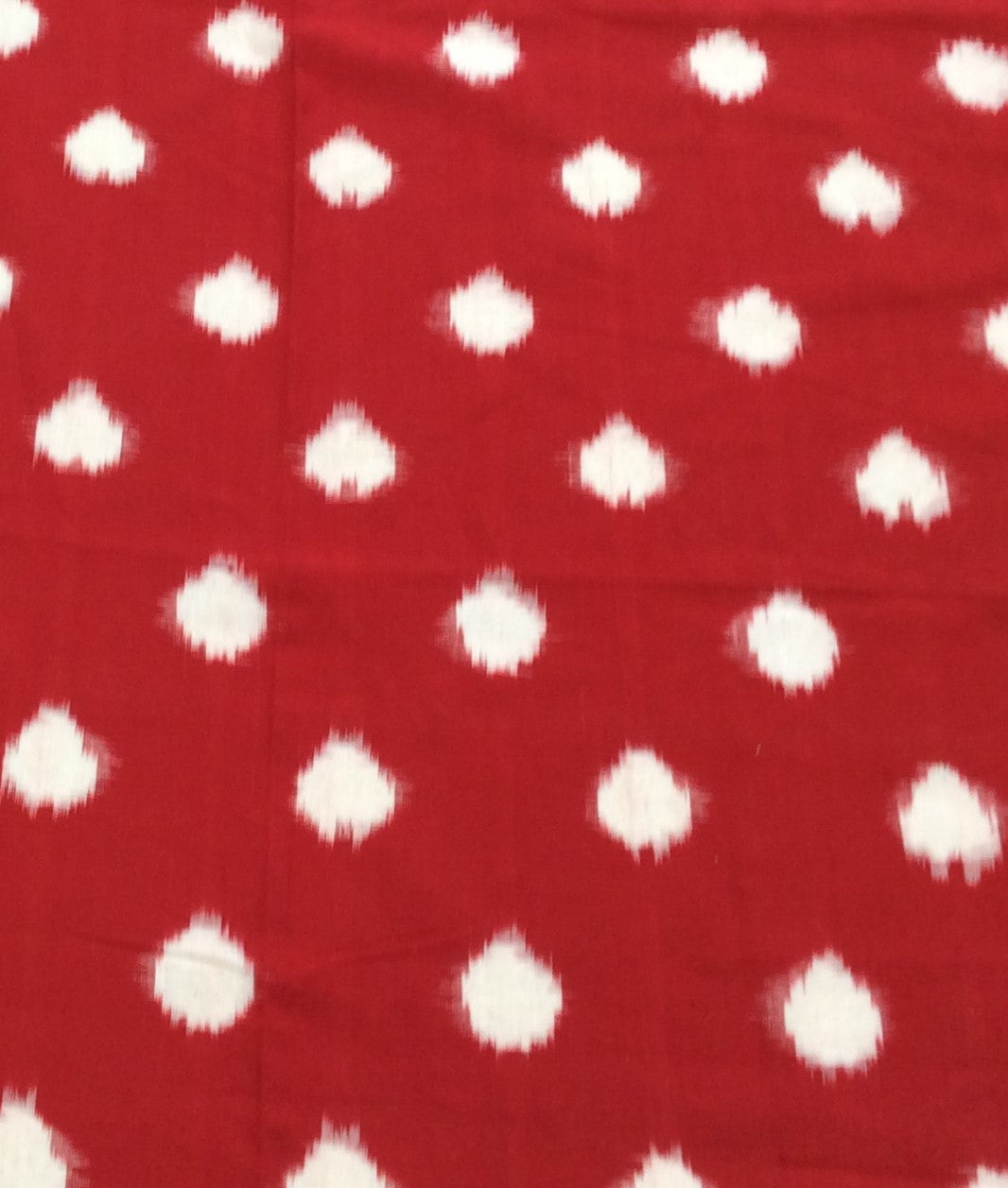 Red & White Cotton Handwoven Double Ikat (Width: 44 inches or 112 cm)
