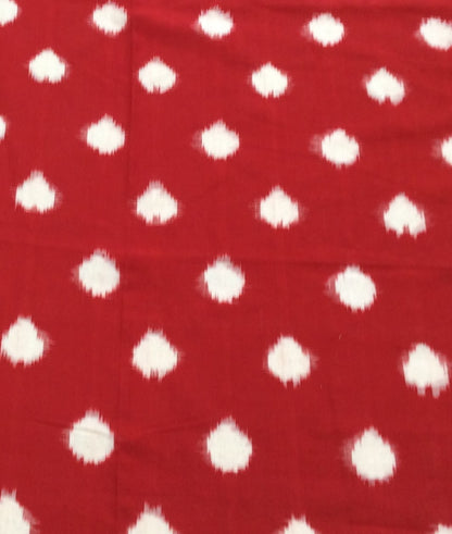 Red & White Cotton Handwoven Double Ikat | 1 Meter (SKU: IK-182)