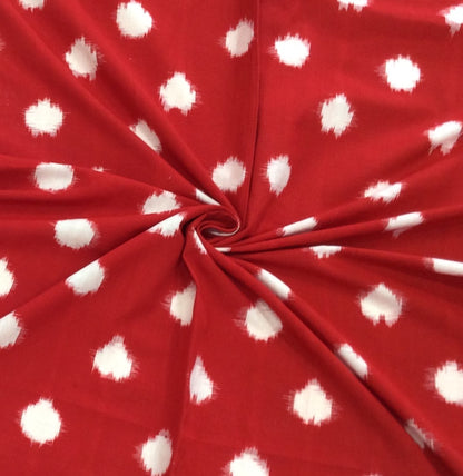 Red & White Cotton Handwoven Double Ikat | 1 Meter (SKU: IK-182)