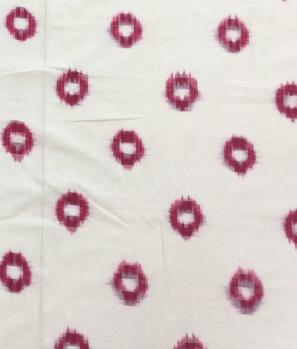Pink Circle Cotton Handwoven Double Ikat | 1 Meter (SKU: IK-183)