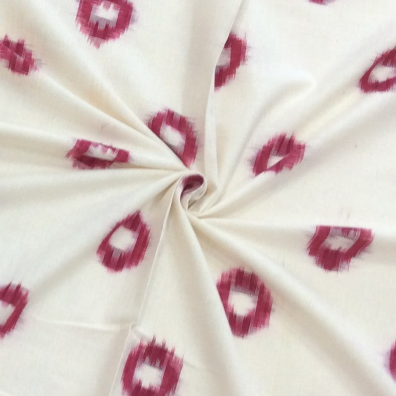 Pink Circle Cotton Handwoven Double Ikat (Width: 44 inches or 112 cm)
