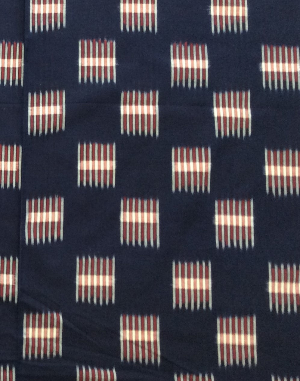 Blue & Red Cotton Handwoven Double Ikat (Width: 44 inches or 112 cm)