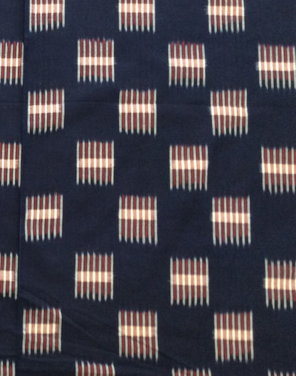 Blue & Red Cotton Handwoven Double Ikat | 1 Meter (SKU: IK-193)