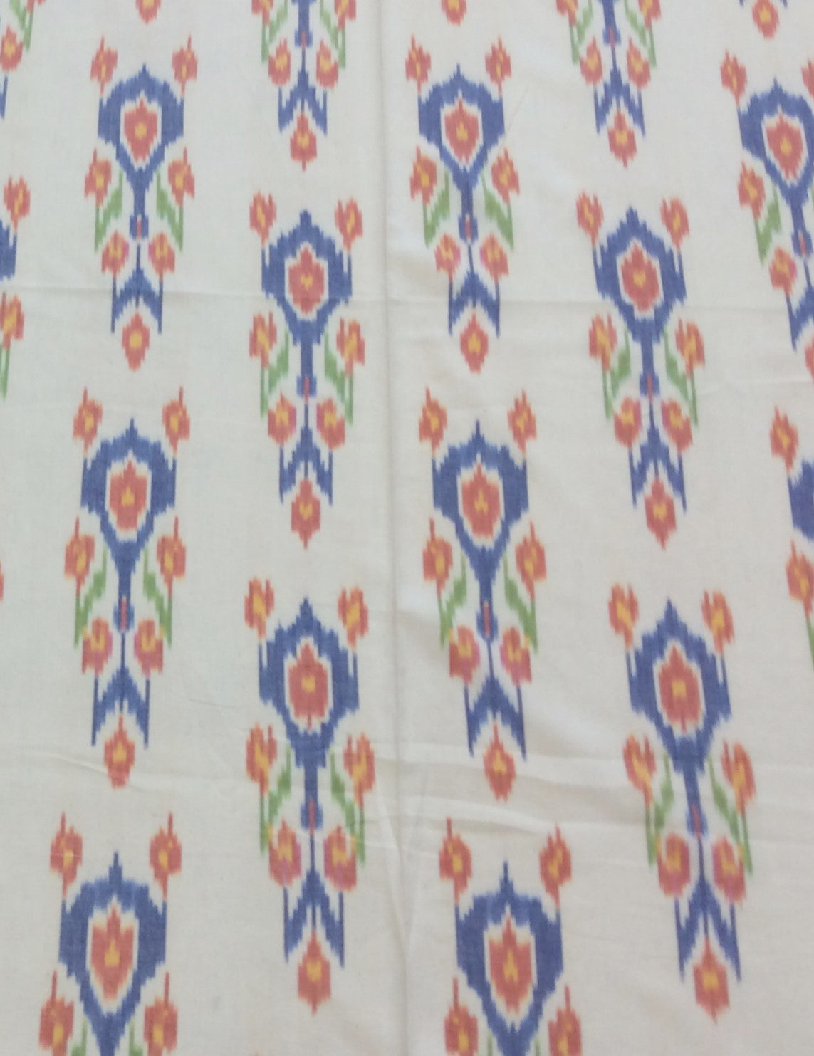 White, Multicolor Fine Quality Handloom Cotton Ikat (Width: 44 inches or 112 cm)