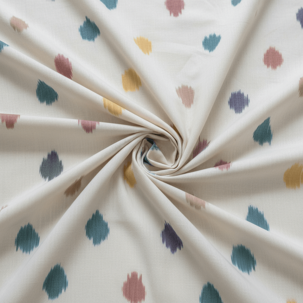 Multicolor Fine Quality Cotton Handloom Ikat Fabric for Dress Material | Width: 44"