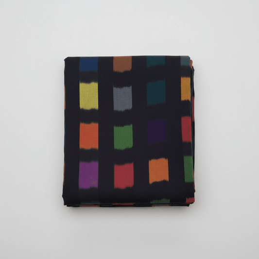 Black Base Multi Color Fine Quality Cotton Handloom Ikat | SKU: IK-209