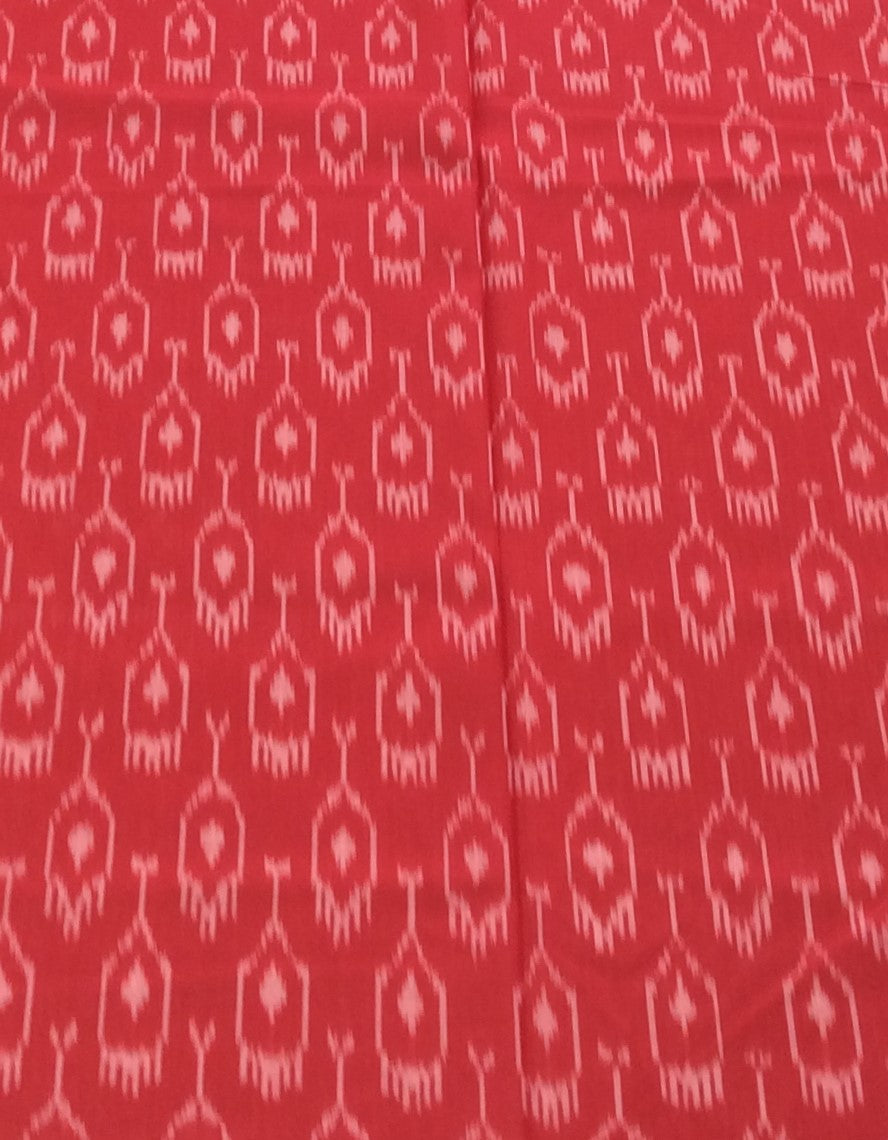 Red Fine Quality Mercerised Cotton Voile Woven Handloom Ikat (Width: 44 inches or 112 cm)
