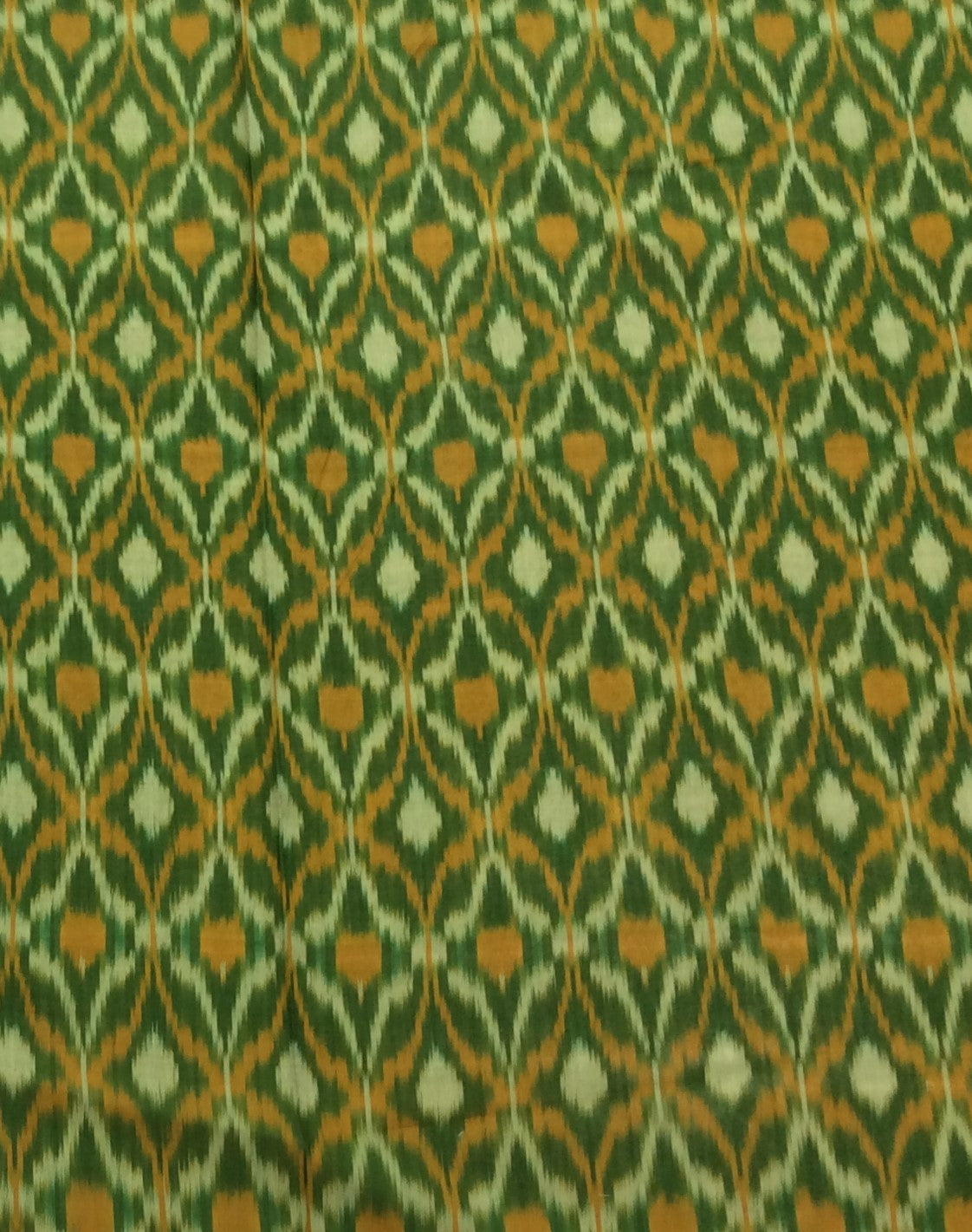 Green color Handloom Mercerised Cotton Ikat (Width: 44 inches or 112 cm)