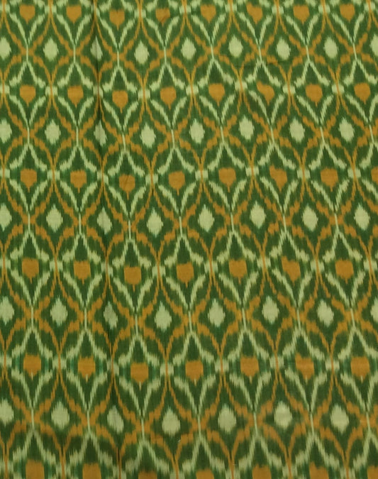 Green color Handloom Mercerised Cotton Ikat (Width: 44 inches or 112 cm)