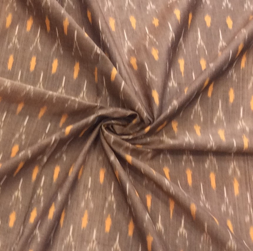 Brown Fine Quality Mercerised Cotton Voile Woven Handloom Ikat (Width: 44 inches or 112 cm)
