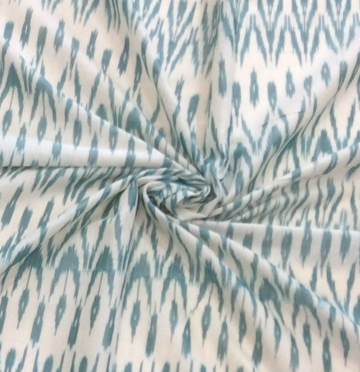Sea Green Fine Quality Mercerised Cotton Voile Woven Handloom Ikat (Width: 44 inches or 112 cm)