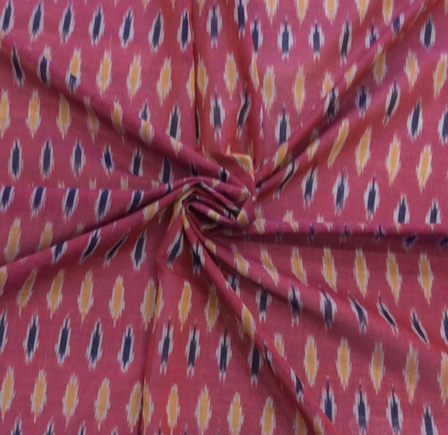 Purple Base Fine Quality Mercerised Cotton Voile Woven Handloom Ikat (Width: 44 inches or 112 cm)
