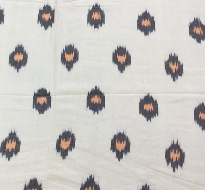 White, Black & Yellow Fine Quality Cotton Handloom Ikat (Sku: IK-226)