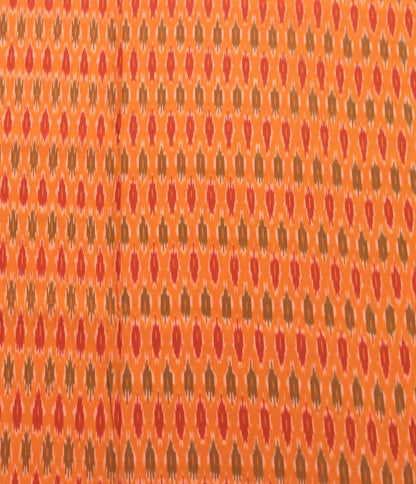 Orange Base Fine Quality Cotton Voile Woven Handloom Ikat |SKU: IK-229
