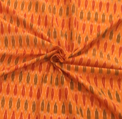 Orange Base Fine Quality Cotton Voile Woven Handloom Ikat |SKU: IK-229