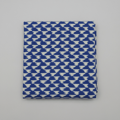 Blue Fine Quality Cotton Voile Woven Handloom Ikat Fabric for Dress Material | Width: 44"