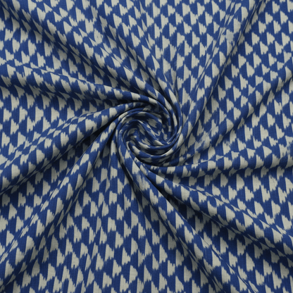 Blue Fine Quality Cotton Voile Woven Handloom Ikat Fabric for Dress Material | Width: 44"