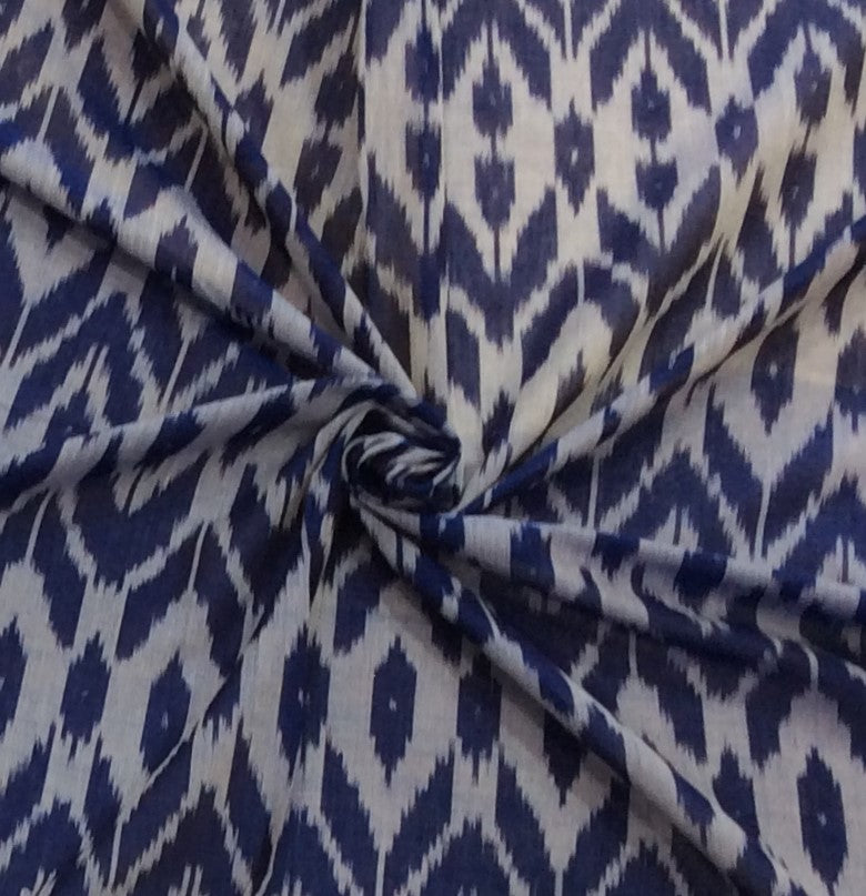 Blue Fine Quality Cotton Voile Woven Handloom Ikat (Width: 44 inches or 112 cm)