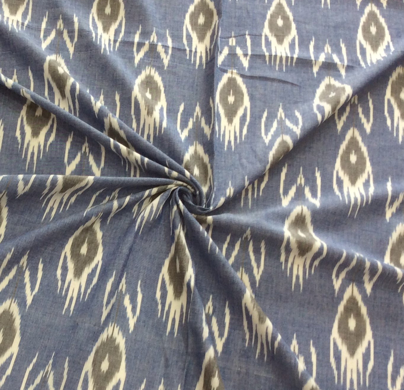 Denim Blue With Leaf Design Fine Quality Cotton Handloom Ikat (SKU: IK-232)