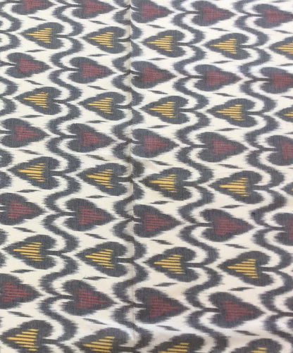 Red, Yellow & Grey Fine Quality Cotton Woven Handloom Ikat | SKU: IK-234