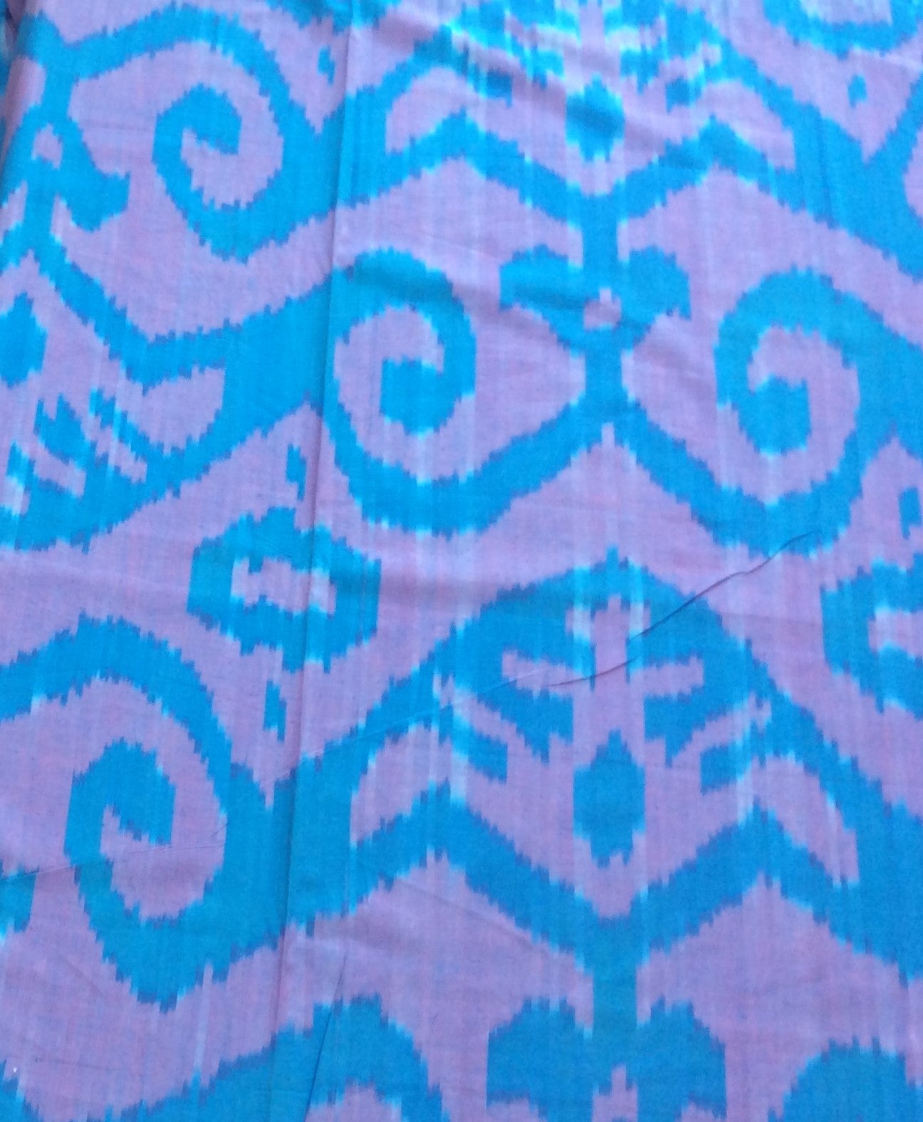 Blue & Pink Big Pattern Fine Quality Cotton Woven Handloom Ikat (Width: 44 inches or 112 cm)