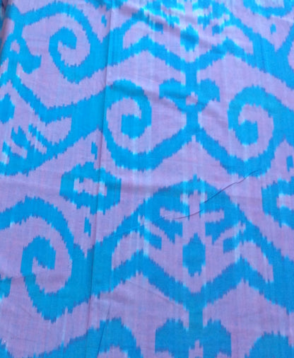 Blue & Pink Big Design Fine Quality Cotton Handloom Ikat | SKU: IK-239