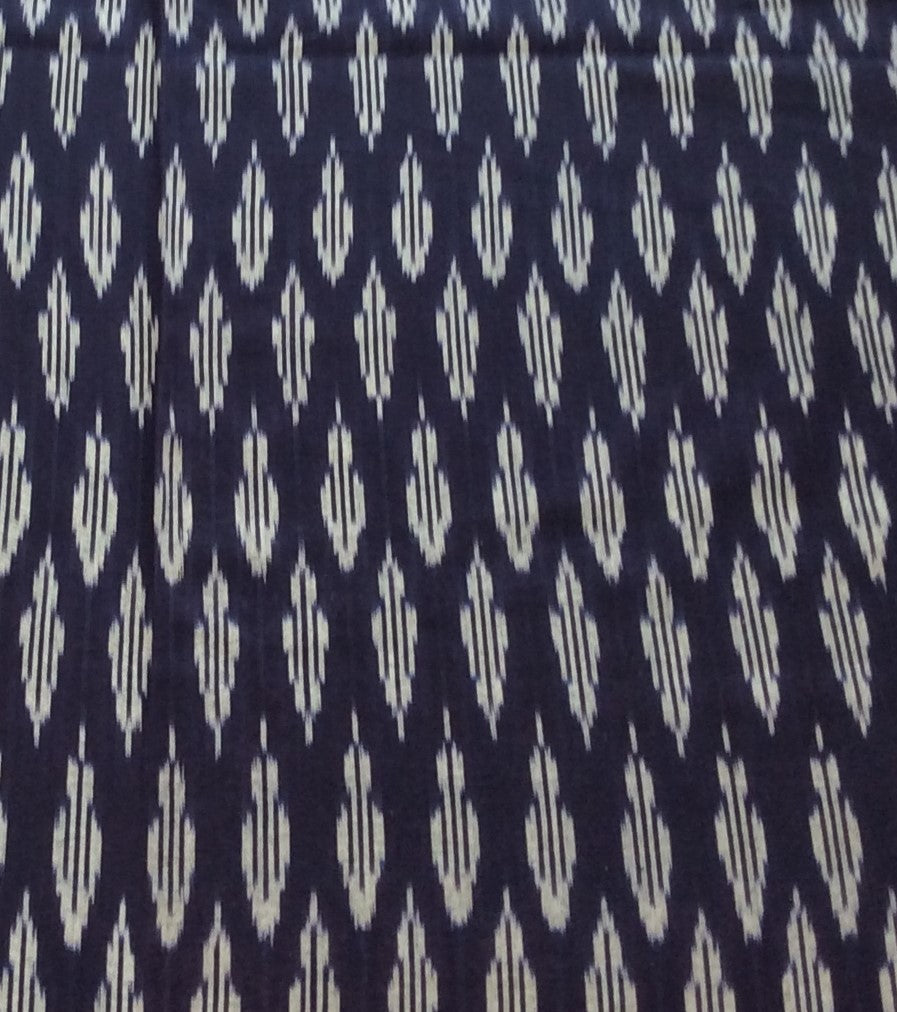 Blue, White Cotton Handloom Ikat  (SKU: IK-276)