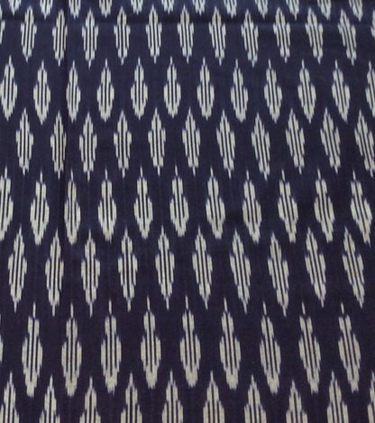 Blue, White Cotton Handloom Ikat | SKU: IK-276