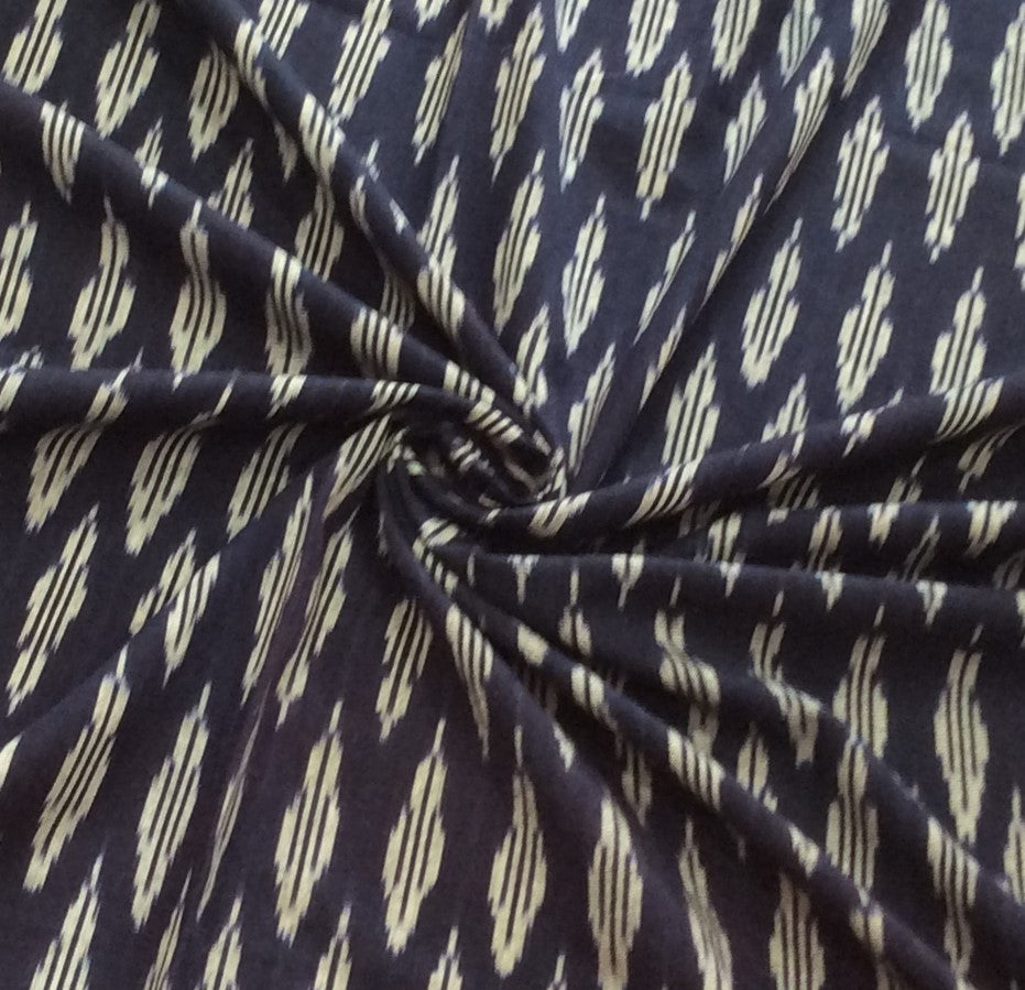 Blue, White Cotton Handloom Ikat  (SKU: IK-276)